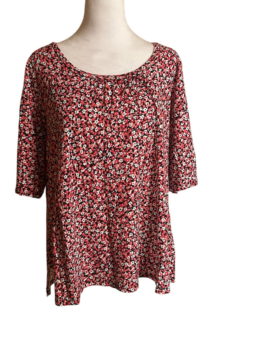 Michael Kors Red Floral Scoop Neck Top